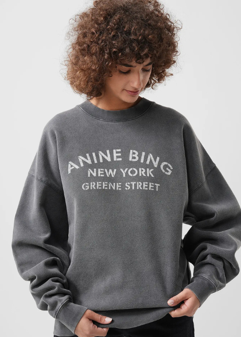 Sudadera ANINE BING negro lavado logo NY