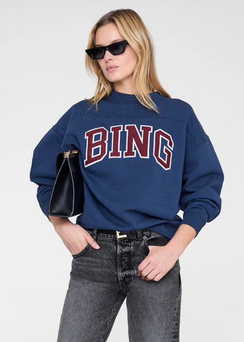 Sudadera ANINE BING azul marino letras granate
