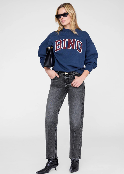 Sudadera ANINE BING azul marino letras granate