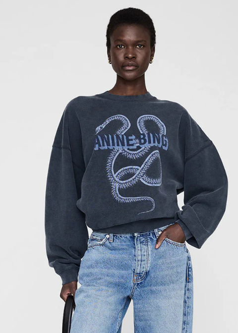 Sudadera ANINE BING negro lavado serpiente