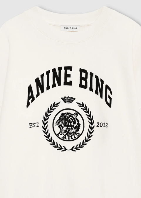 Sudadera ANINE BING cruda logo universitario