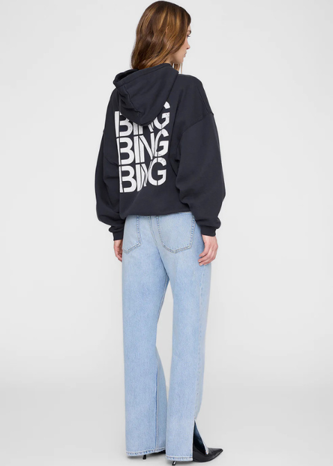 Sudadera ANINE BING  negra logo espalda capucha