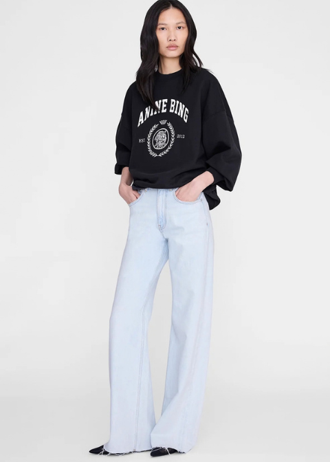 Sudadera ANINE BING negra gráfico universitario