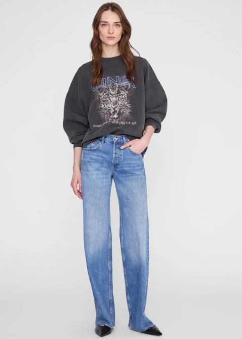 Sudadera ANINE BING negro lavado leopardo