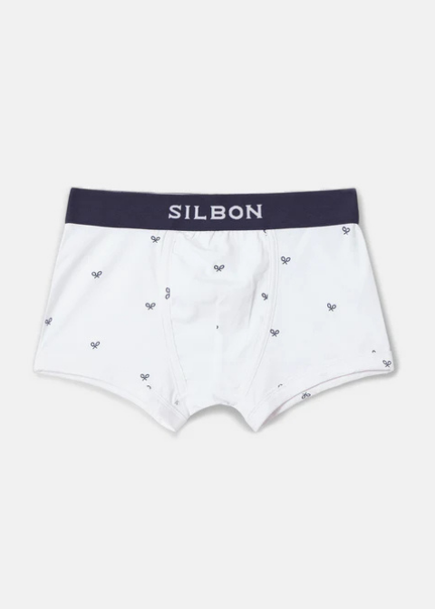 Boxer blanco raquetas azul marino