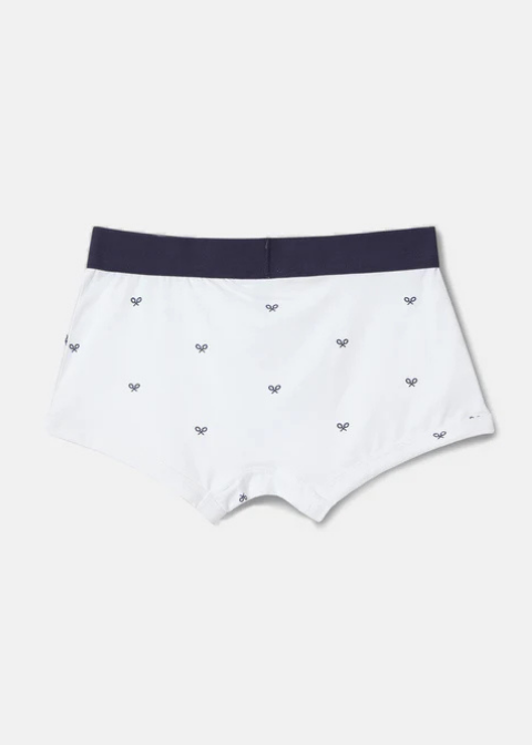 Boxer blanco raquetas azul marino