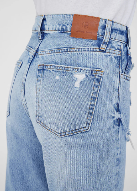 Jeans anine bing azul claro recto descosido