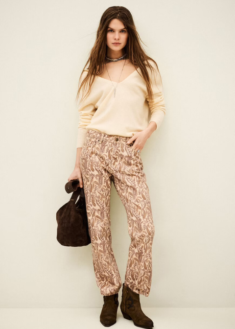 Jeans BA&SH beige estampado cachemir