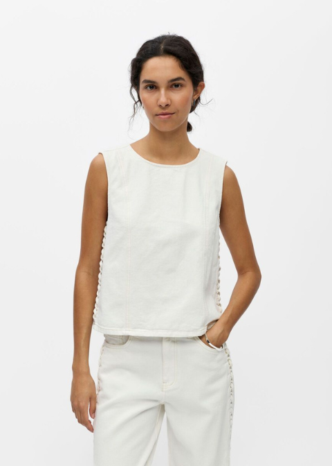 Top OBJECT vaquero blanco