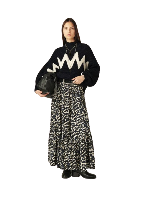 Falda BASH azul larga estampada