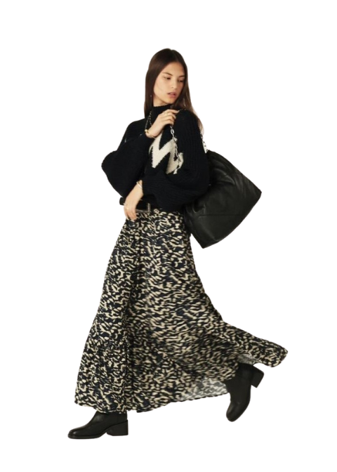 Falda BASH azul larga estampada