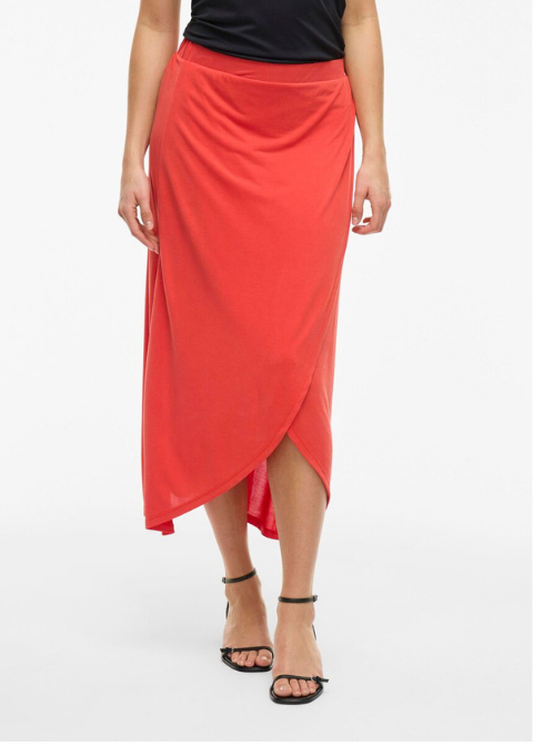 Falda VILA rojo coral  larga abertura