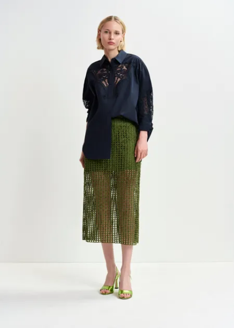 Falda verde troquetala brilli