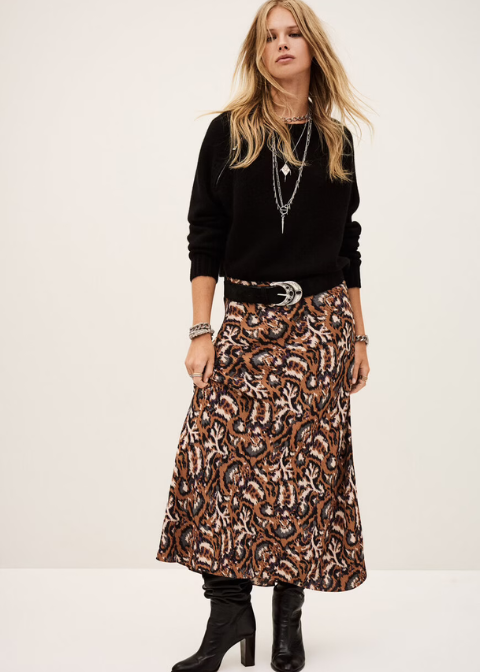 Falda BA&SH marrón estampado