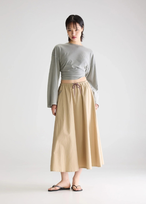 Falda BELLEROSE camel goma cintura