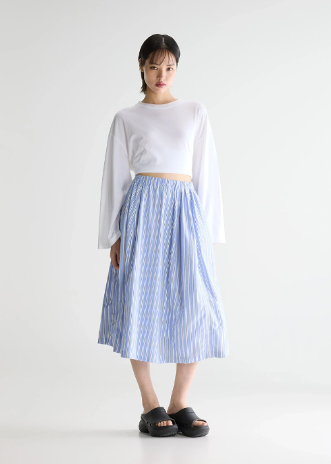 Falda BELLEROSE azul rayas goma cintura