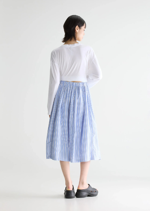 Falda BELLEROSE azul rayas goma cintura