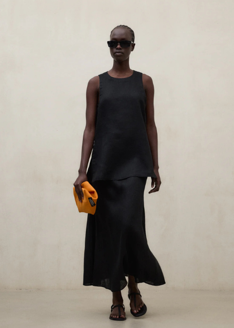 Falda ECOALF negra midi lino