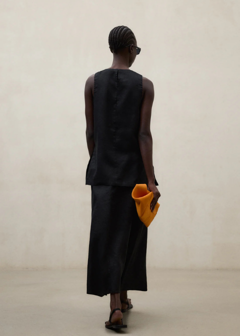 Falda ECOALF negra midi lino