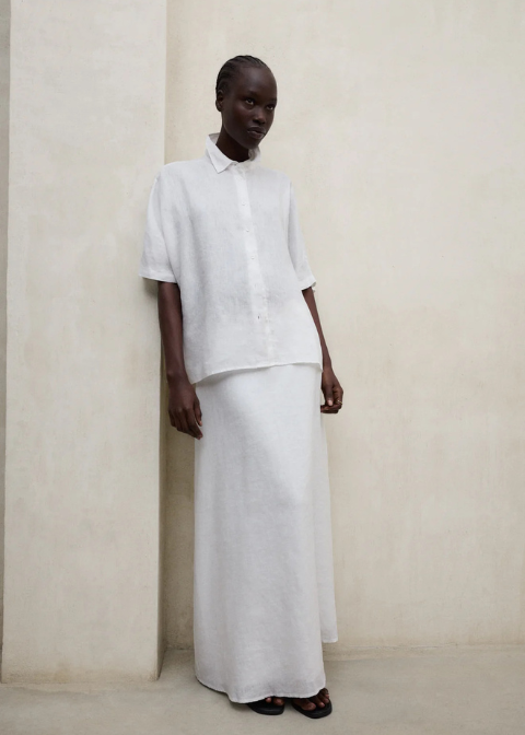 Falda ECOALF blanca midi lino