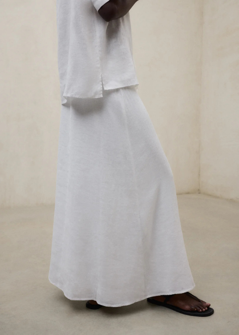 Falda ECOALF blanca midi lino