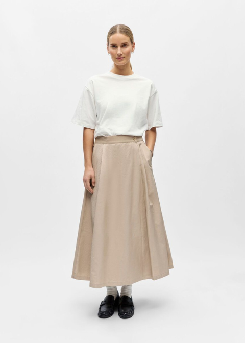 Falda OBJECT beige tejido gabardina