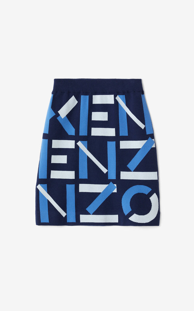 Kenzo falda de punto logo azul